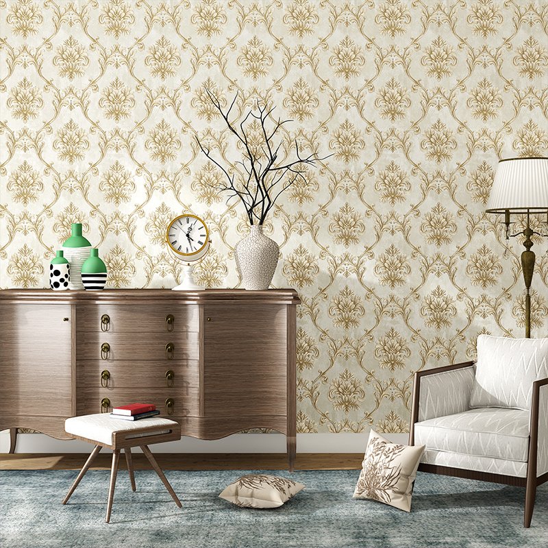 3D Home Decoration Adhesive Luxury Retro Embossed Flower Damascus Peel And Stick Wallpaper Wall Paper Roll