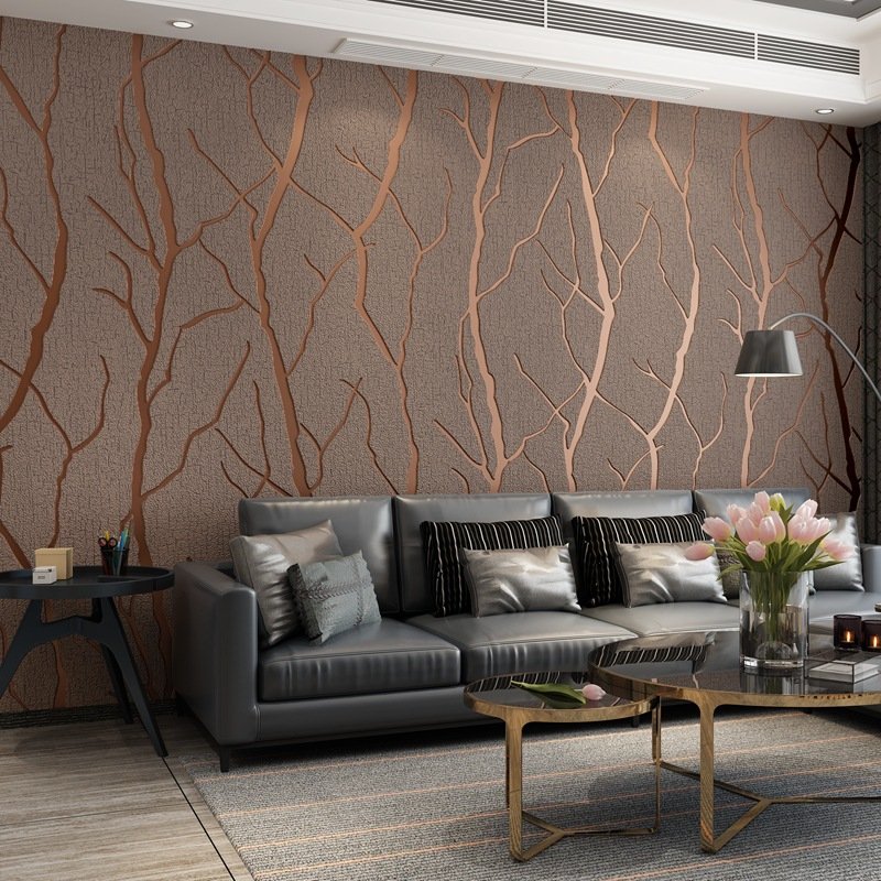 Foamed Suede 3D Modern Velvet Wallpaper Rolls For Home Wall Decoration