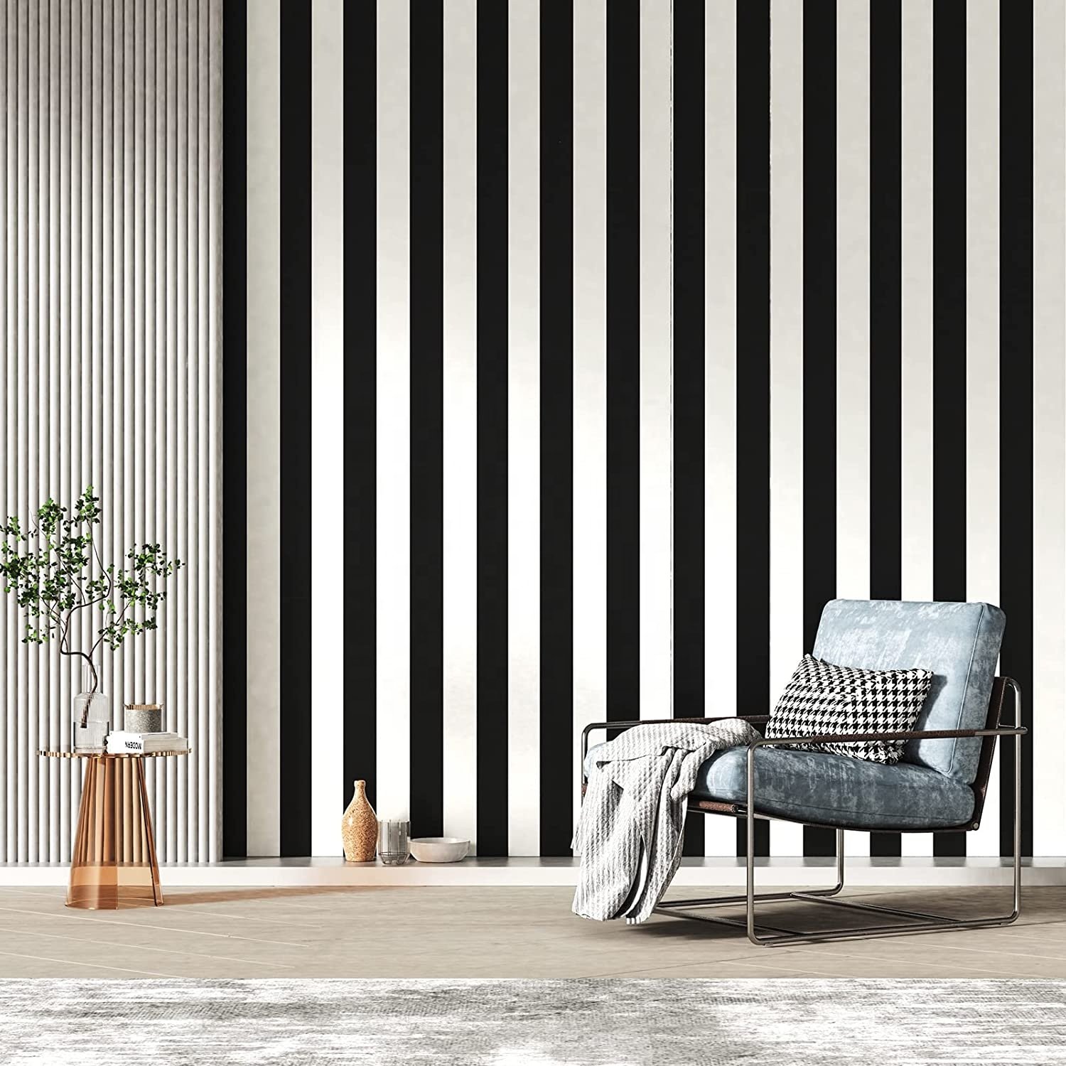 UDK Black and white striped minimalist wallpaper living room bedroom interior wall decoration modern wallpaper