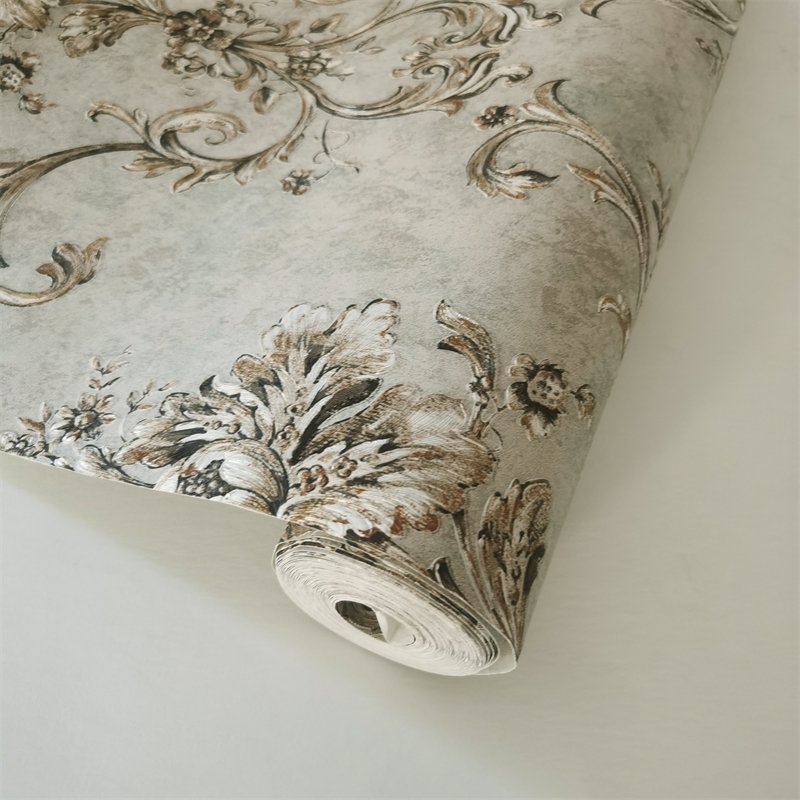 In stock Dark Brown 3d European Large Flower Embossed Wallpaper Bedroom Living Room Dining Room Hotel Luxury Wallpaper