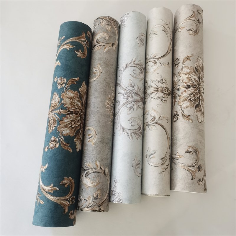 In stock Dark Brown 3d European Large Flower Embossed Wallpaper Bedroom Living Room Dining Room Hotel Luxury Wallpaper