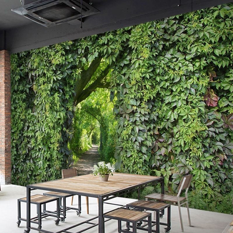 Florist wall decoration fresh wallpaper garden bar milk tea shop wall decoration green plants water bar background wall mural