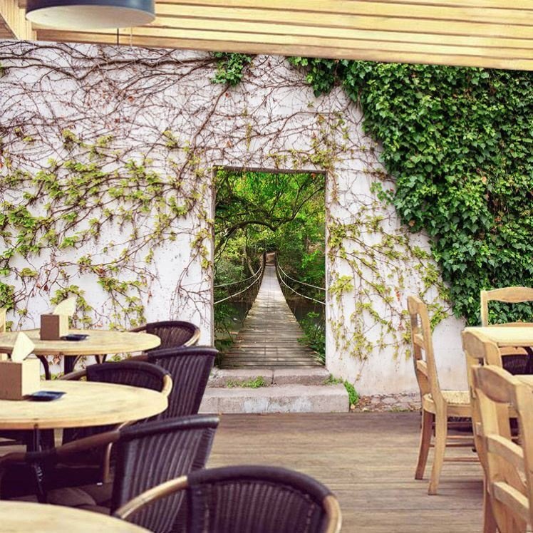 Florist wall decoration fresh wallpaper garden bar milk tea shop wall decoration green plants water bar background wall mural