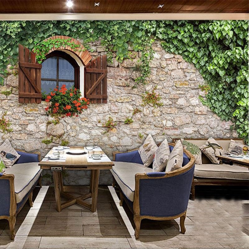 Florist wall decoration fresh wallpaper garden bar milk tea shop wall decoration green plants water bar background wall mural