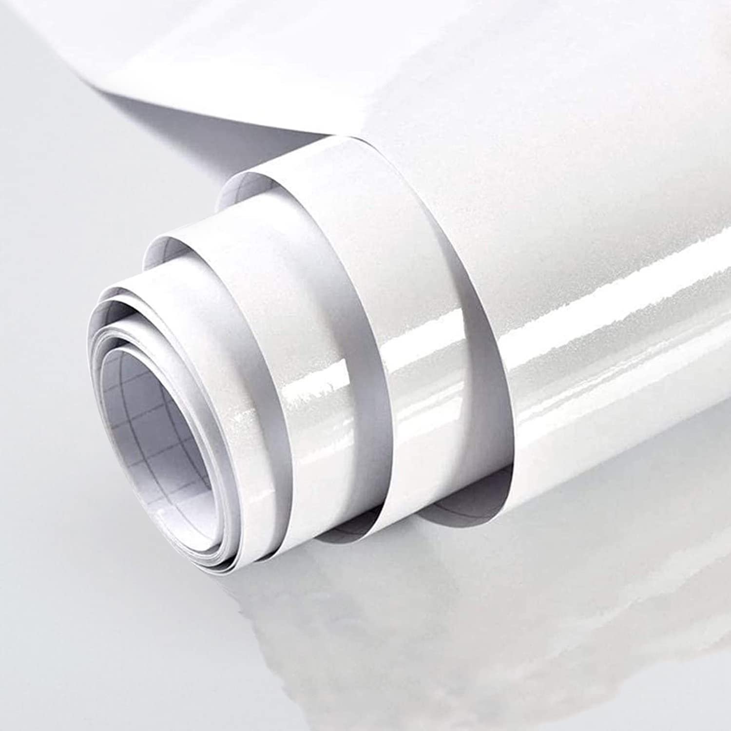 Glossy Pearl White Self-Adhesive wallpaper smooth surface Water proof