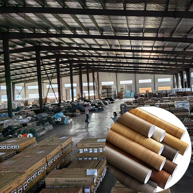 ROHS 1.24M*50M Big Roll Size Nature Wood Wall paper for Hotel Renovation Fire-proof Wood Grain Wallpaper Rolls