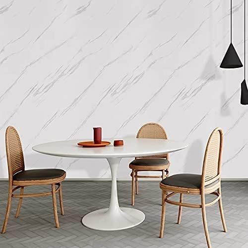 3D Glossy White Marble Wallpaper Granite Peel and Stick Self Adhesive Removable Waterproof Countertop Paper for Kitchen Cabinet