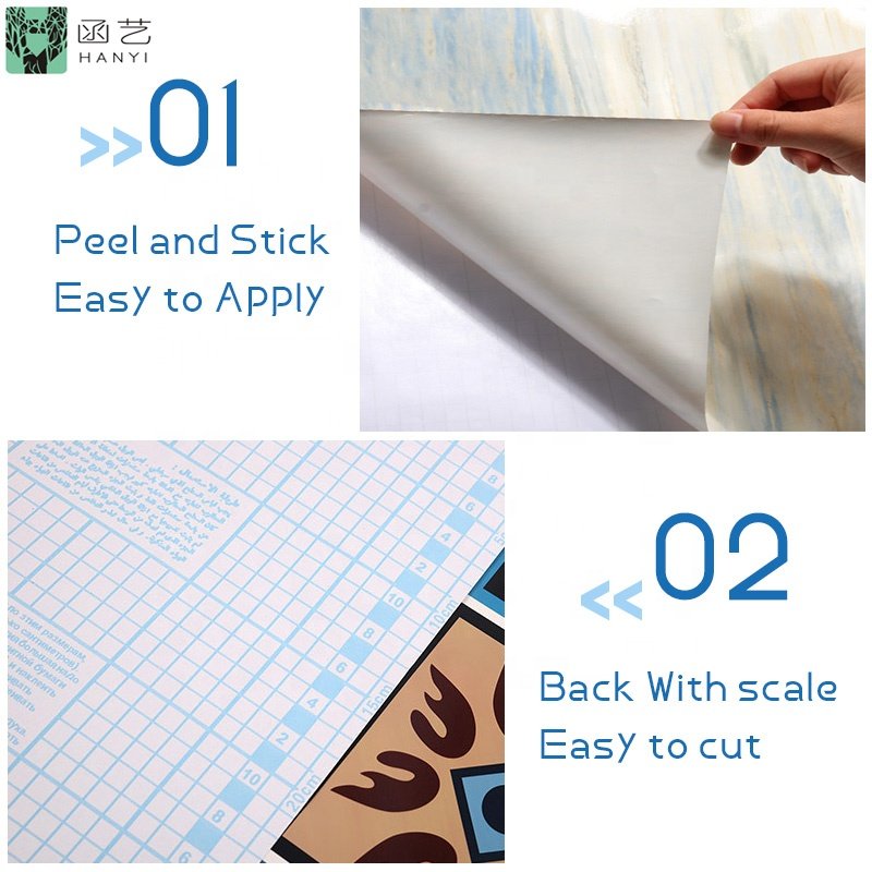 Chinese Factory 60 cm Thicken Marble Contact Paper Self Adhesive Glossy Worktop Peel Stick Wallpaper Roll