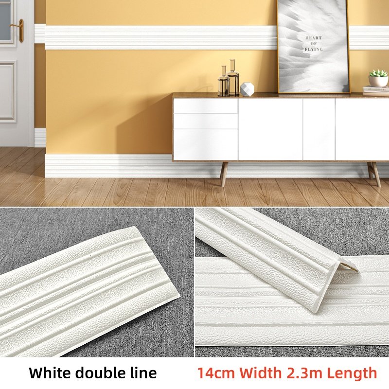 Quick Install White Moulding Decorative XPE Foam Waterproof Flexible Trim Wall Panel Home DIY Wallpaper Rolls Waist Skirting