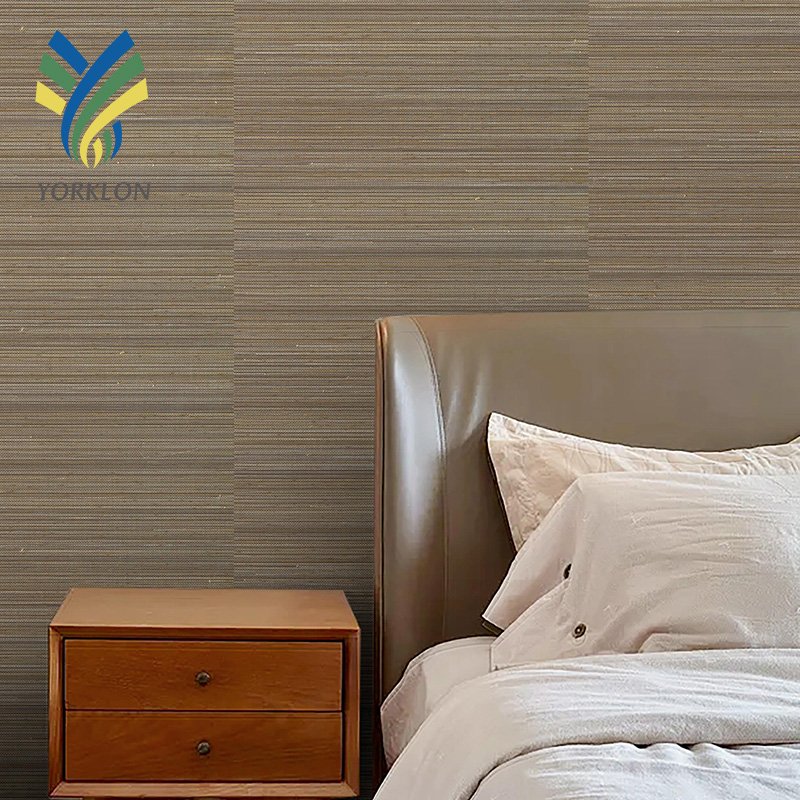 Luxury Abaca Gold Green Woven Wall paper Nature For Room Decorations