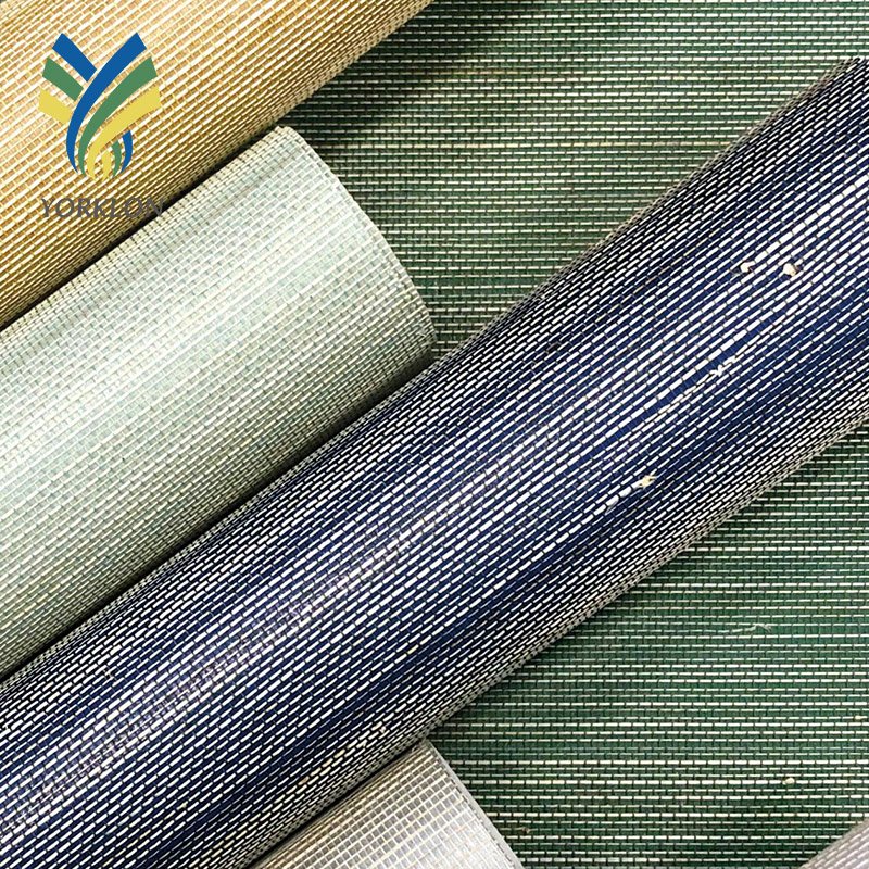 Luxury Abaca Gold Green Woven Wall paper Nature For Room Decorations