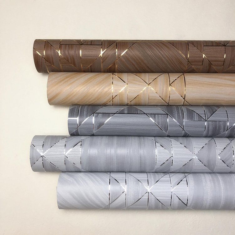 2022 Guangzhou 53cm Luxury Bedroom Decor Golden Foil Design PVC Wallpaper for Home Decorative