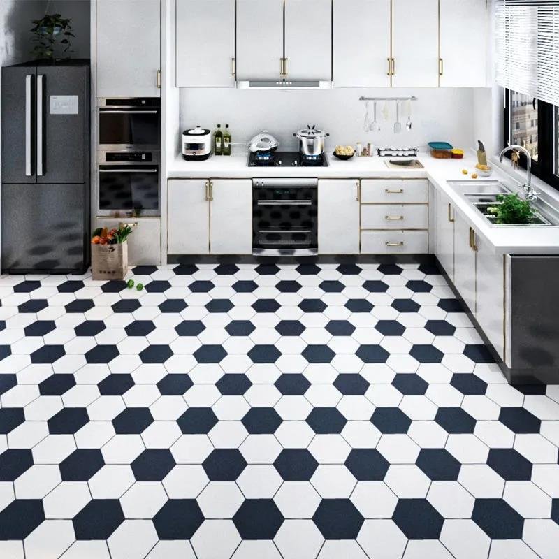 Black and White Waterproof Self Adhesive Texture Floor Room Wall Panels Bathroom Peel and Stick Tile Wallpaper