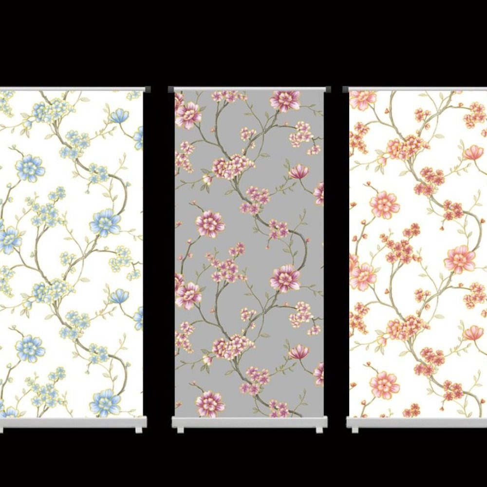 High quality wall art adhesive flowers pink and blue muiti colour flower papier peint Floral luxury waterproof 7d wallpaper
