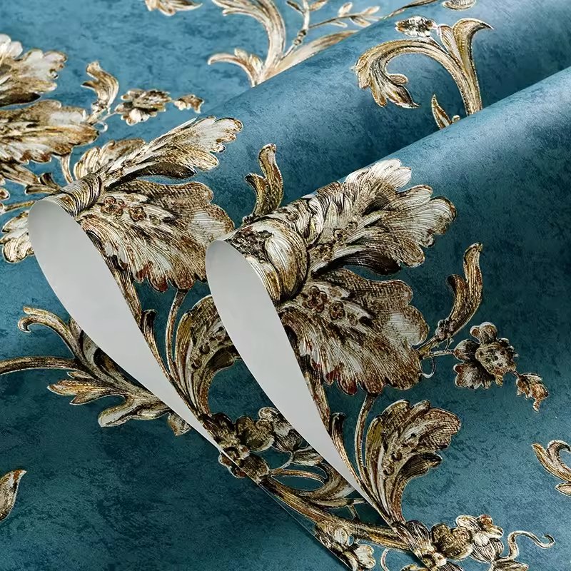 Vintage Damask Floral Textured Wallpaper Luxury Peel Stick Wall Paper Roll Moisture-Proof Bedroom Living Room 1-Year Hotel