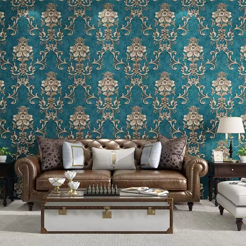 Vintage Damask Floral Textured Wallpaper Luxury Peel Stick Wall Paper Roll Moisture-Proof Bedroom Living Room 1-Year Hotel