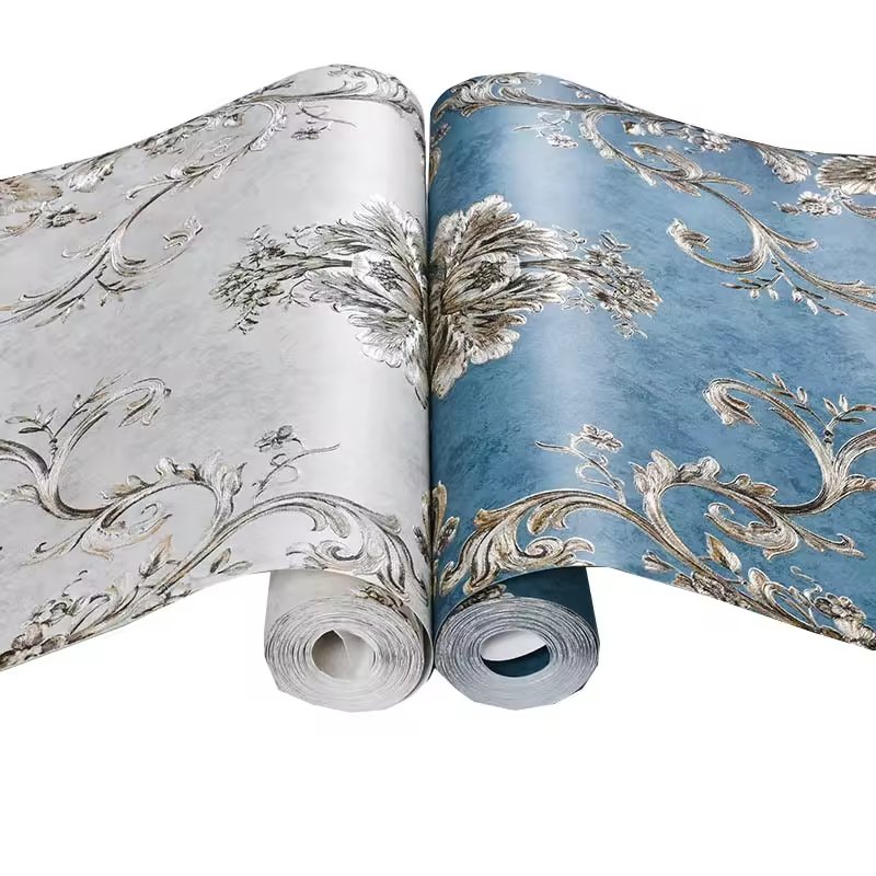 Vintage Damask Floral Textured Wallpaper Luxury Peel Stick Wall Paper Roll Moisture-Proof Bedroom Living Room 1-Year Hotel