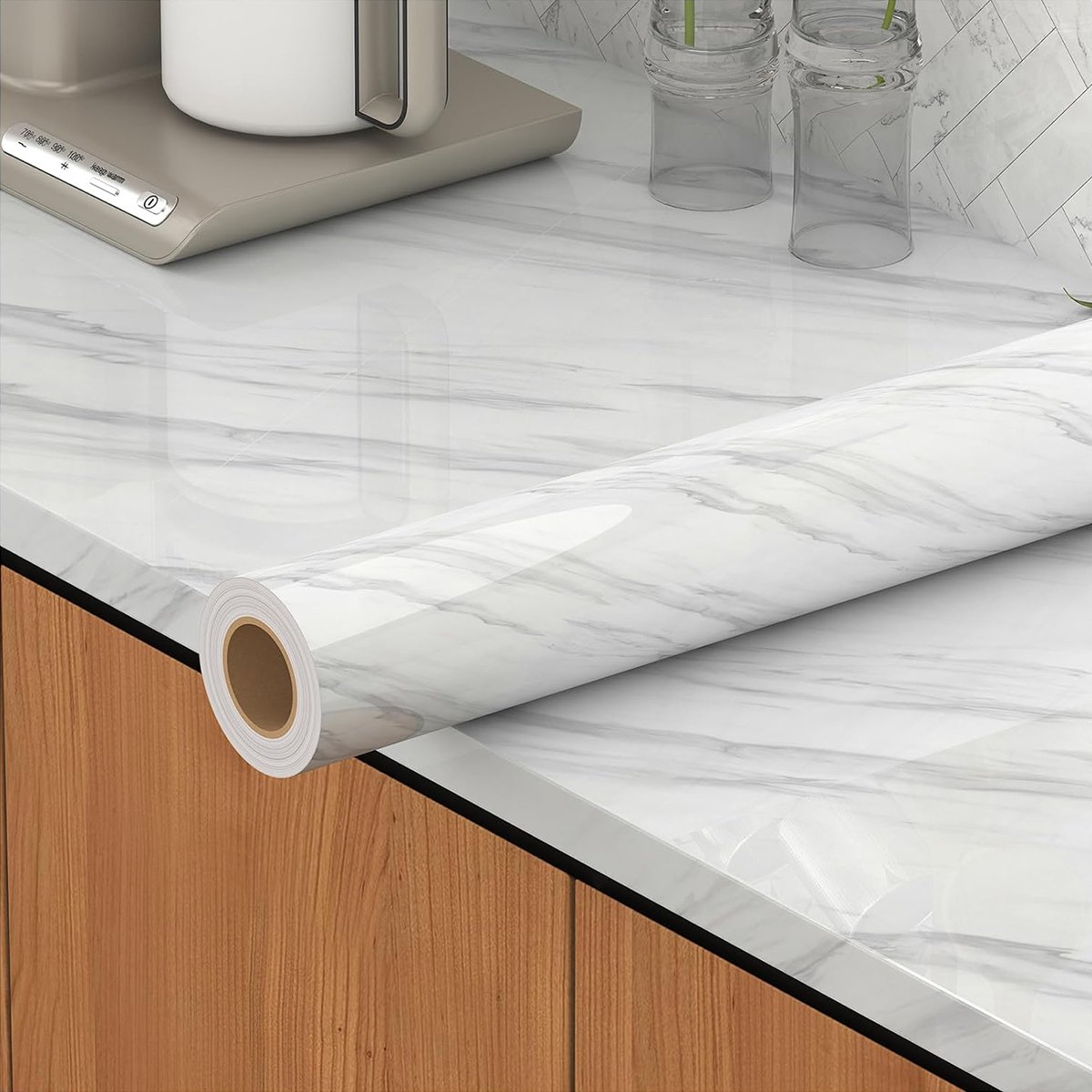 Self adhesive waterproof simple black and white irregular texture marble pattern background decorative wallpaper, home wallpaper