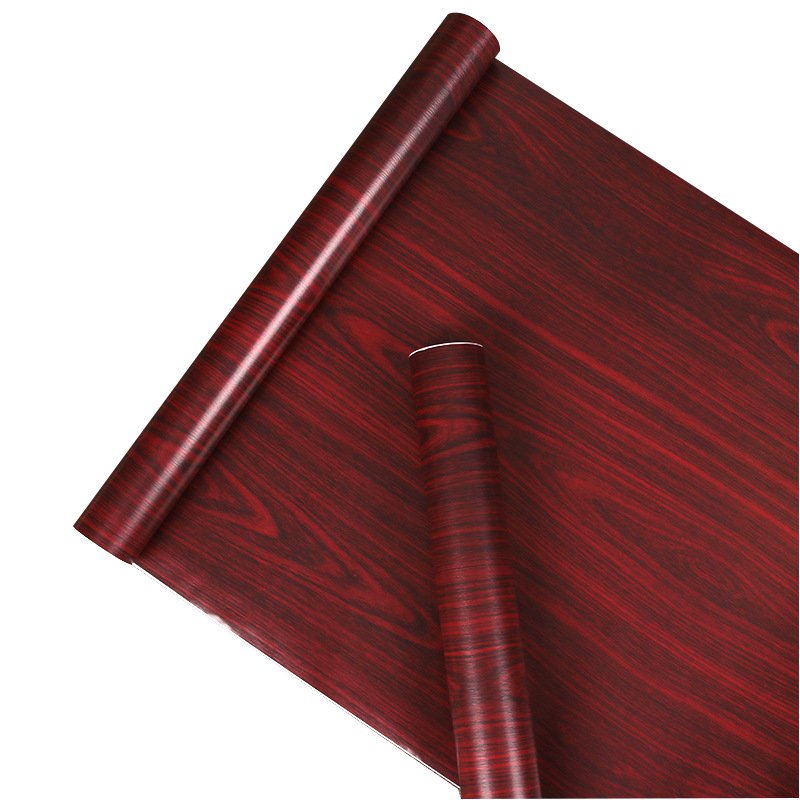JuaraTech Self Adhesive Pvc Red wood grain Wallpaper Rolls decoration for home