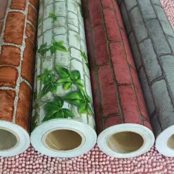 Bufu Custom Home Decor 3D Brick Texture Perfect Look PVC Wallpaper With Glue Interior Decoration