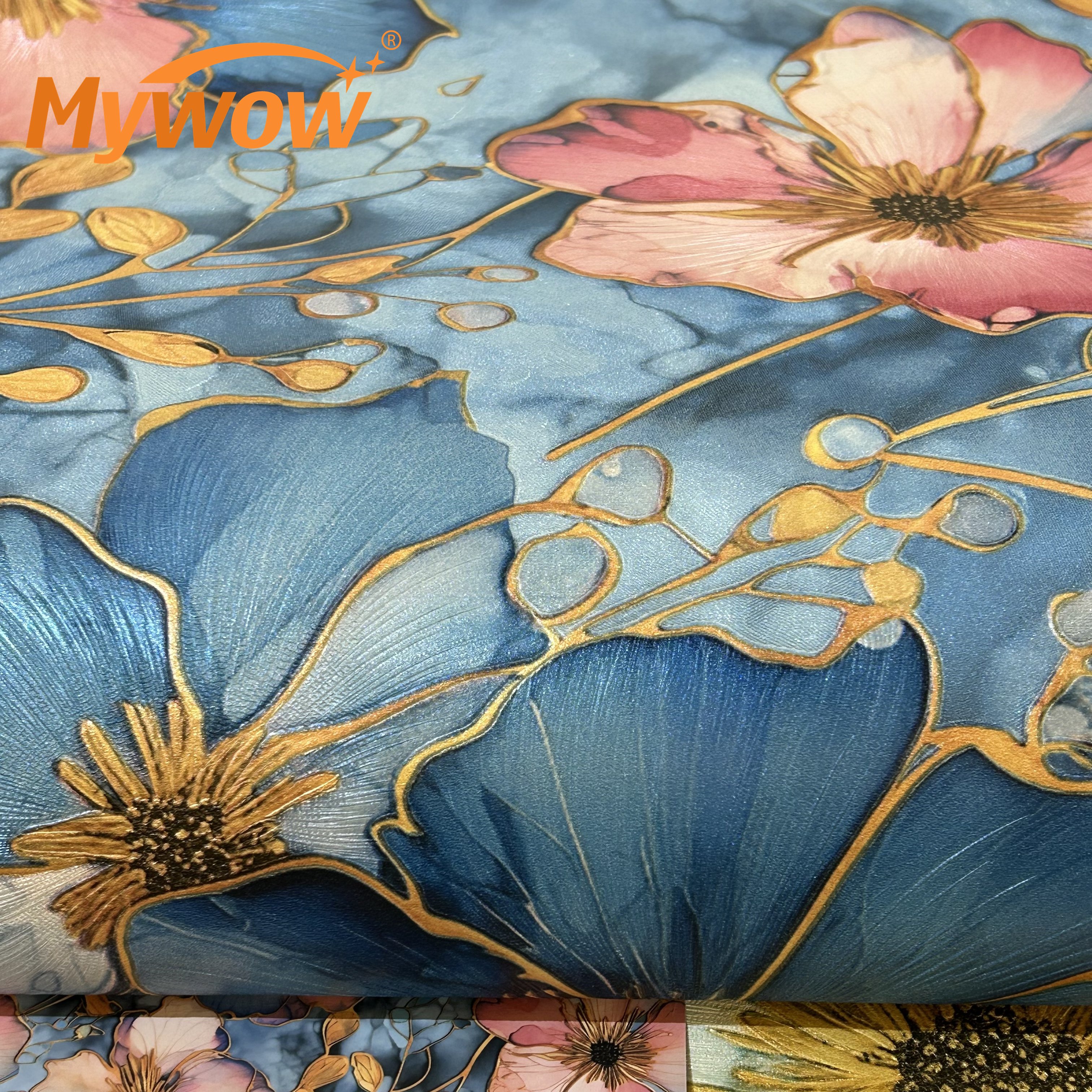 2024 Guangzhou Mywow Wholesale Cheap Price New Arrival Textured Wallpaper Blooming Flower Design PVC Wall Paper