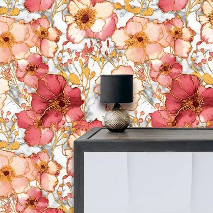 2024 Guangzhou Mywow Wholesale Cheap Price New Arrival Textured Wallpaper Blooming Flower Design PVC Wall Paper