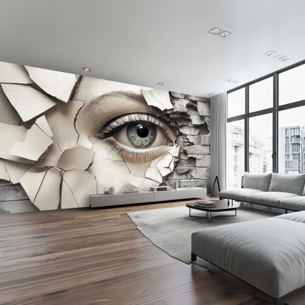 3D Visual Shock Eye Wallpaper Home Office Wall Decoration Non-woven Wall Paper Peel and Stick
