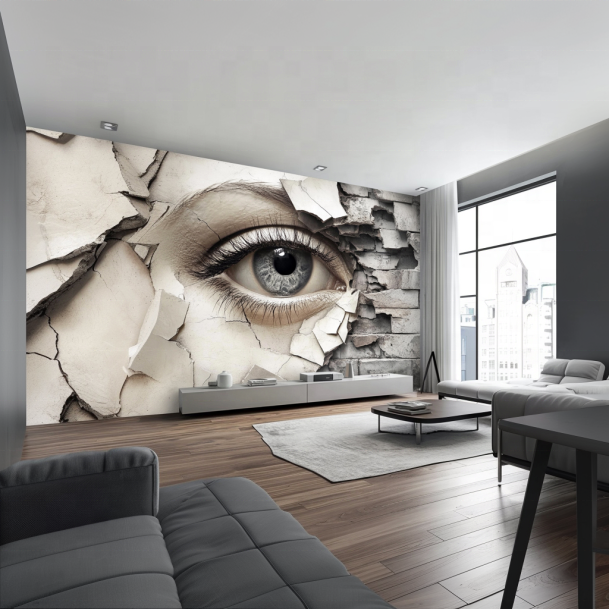 3D Visual Shock Eye Wallpaper Home Office Wall Decoration Non-woven Wall Paper Peel and Stick