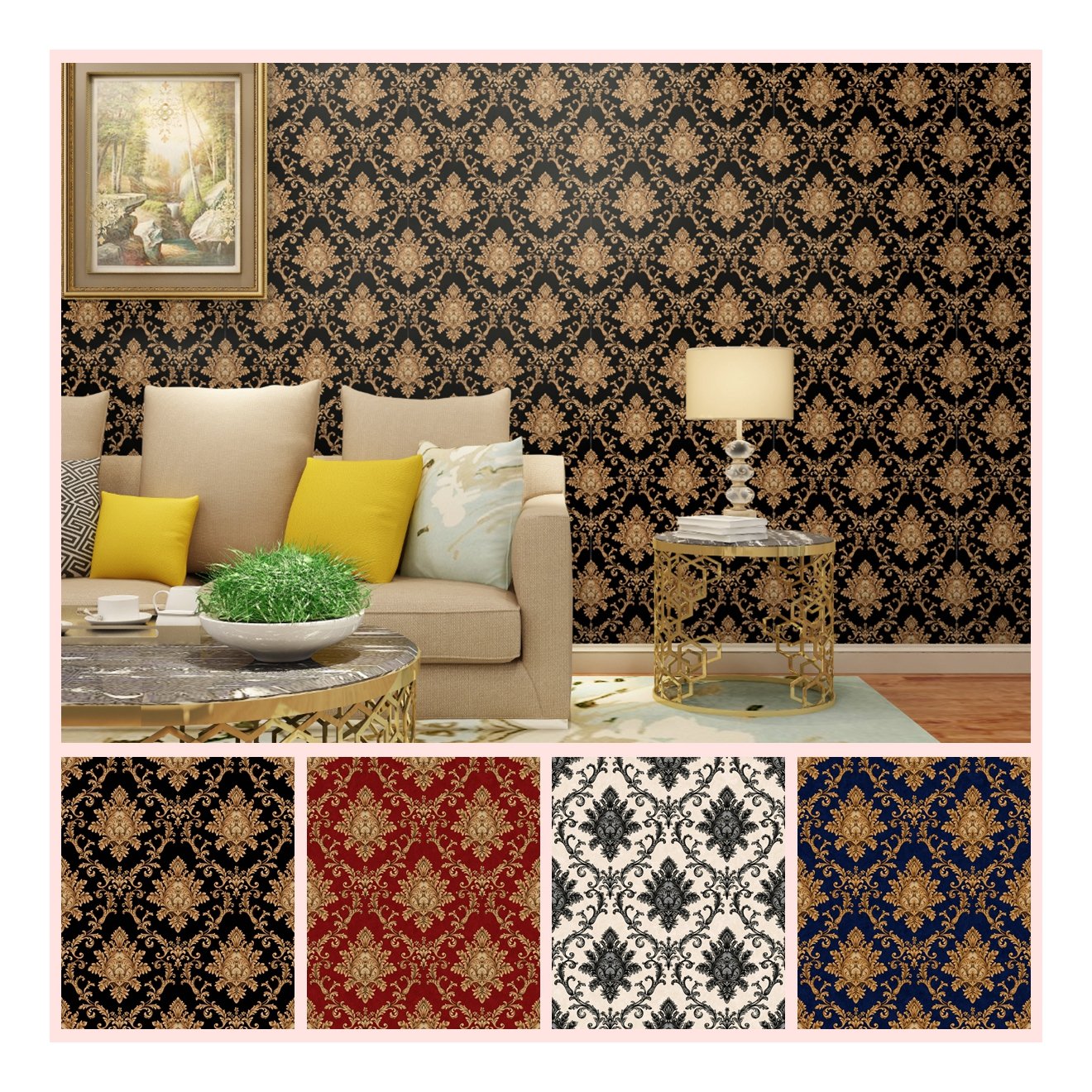 Classic hot design damask wallpaper home, Natural style wall decoration wallpaper