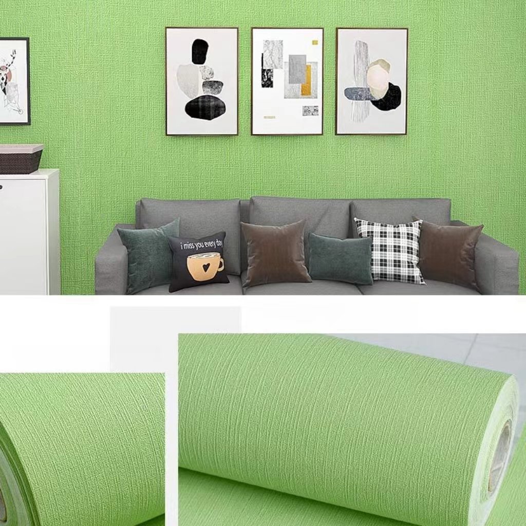 Bufu Green Colors Eco-Friendly PVC Wallpaper Pure Color For Bedroom Living Room Waterproof WallPapers
