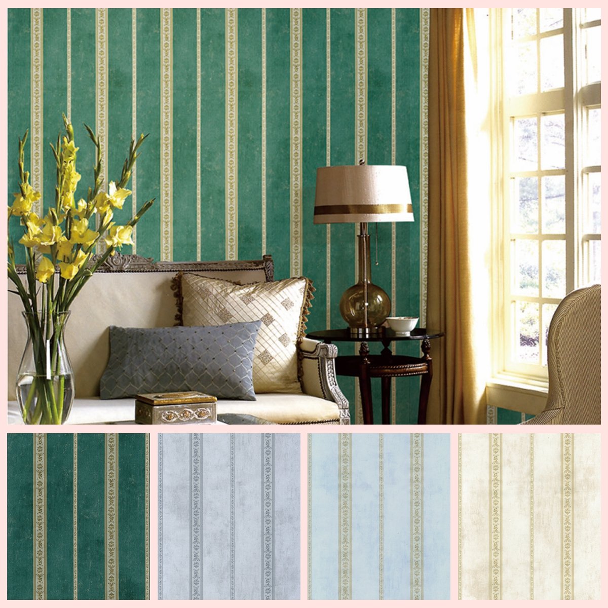 New designs pvc non woven wallpaper, 3d flower embossed wallpaper rolls in stock