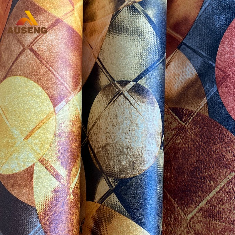 Artistic Design Waterproof Colorful Tie-Dye Geometric Patchwork Circle Pattern Glorry Pvc Wallpaper Rolls