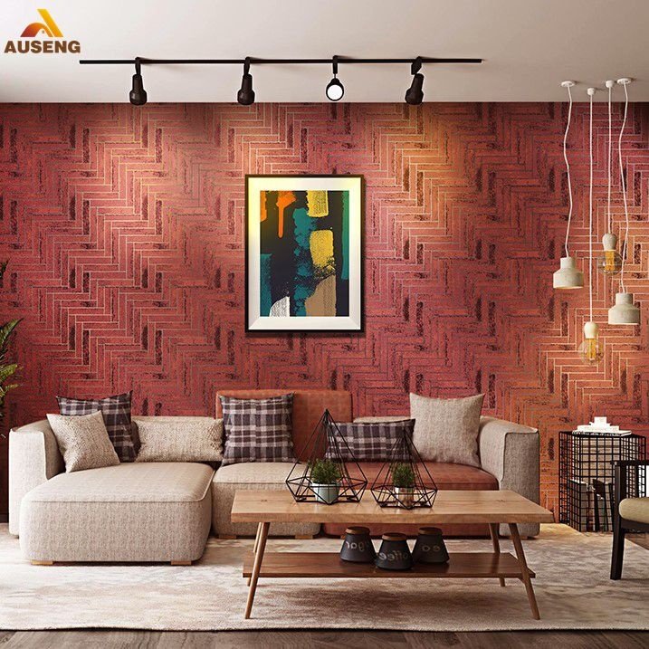 Metallic 3D Wallpapers Tv Background Embossed With Foil Lamination On The Top Striped Pattern Pvc Wallpaper Roll