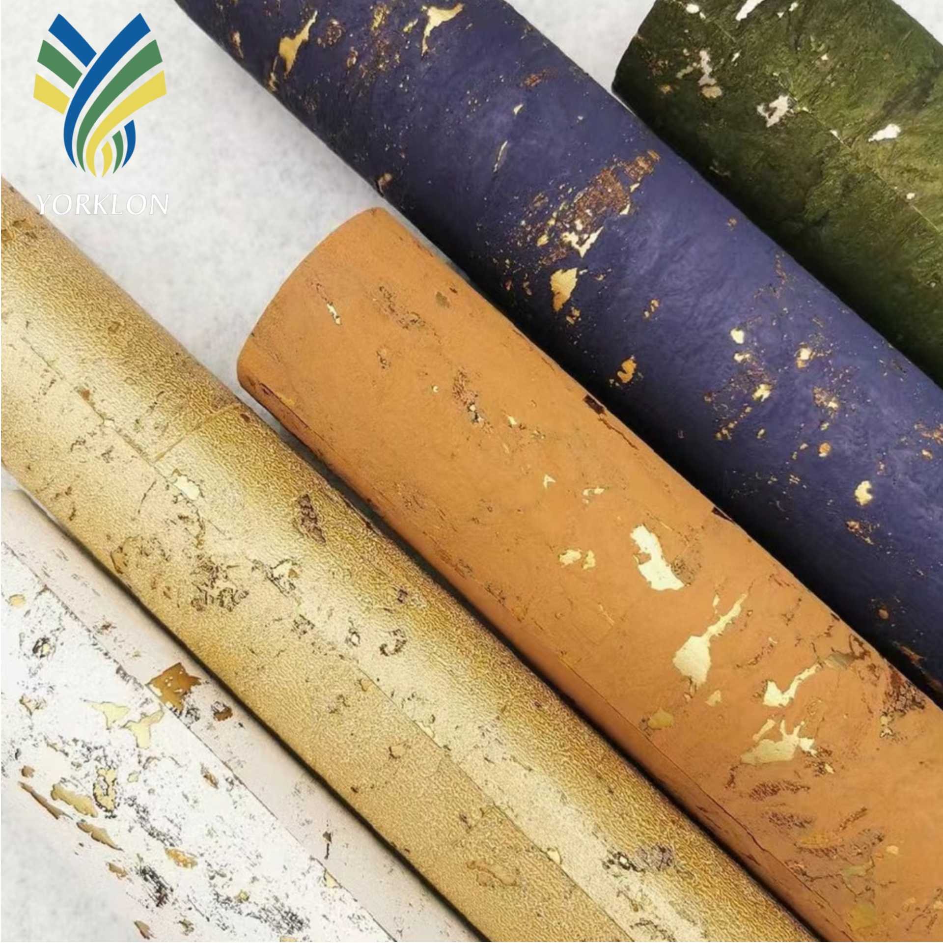 N168 Modern Luxury Wall paper Nature Wood Metallic Cork Grasscloth Wallpaper