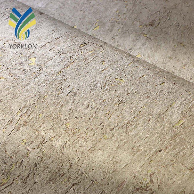 N168 Modern Luxury Wall paper Nature Wood Metallic Cork Grasscloth Wallpaper