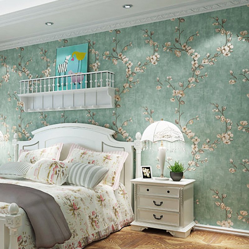 Roll Paper Green Leaf 3d Floral Wallpaper Bedroom Living Room Wall Decor Non Woven Fabric Wall Papers for Furniture