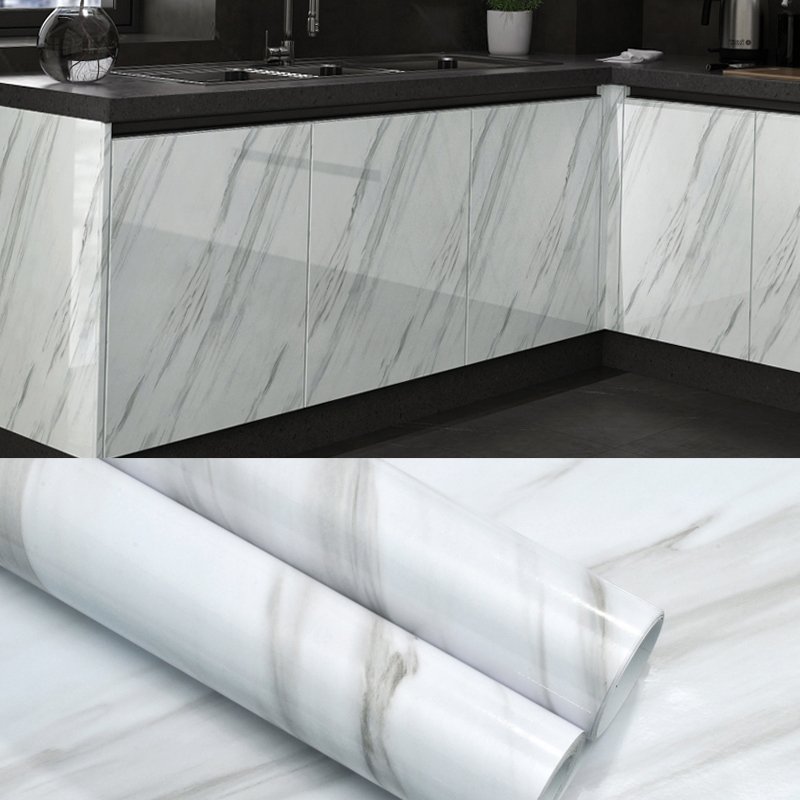 Wholesale Marble Paper Self Adhesive Wallpaper Waterproof Gloss Pvc Vinyl Wall Papers For Furniture Countertop Renovation