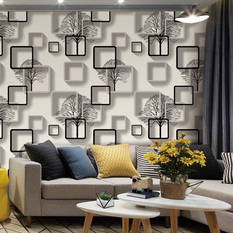 White,Purple,Blue Modern 3d Wallpaper For Living room Bedroom TV Background Home Decoration Squares Pattern Wall Paper Roll