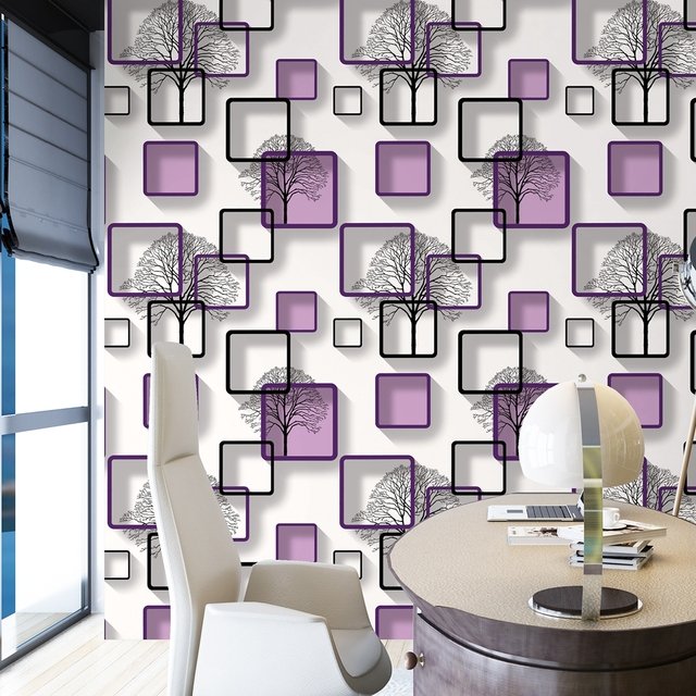 White,Purple,Blue Modern 3d Wallpaper For Living room Bedroom TV Background Home Decoration Squares Pattern Wall Paper Roll