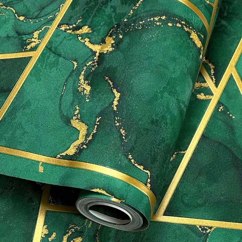 High Quality 3D Linear Illusion Durable PVC Waterproof Wallpaper Transform Living Room Home Modern Green Marble Vinyl Wallpaper