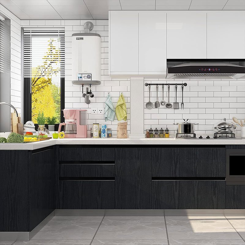 Removable 3d wood Textured contact paper peel and stick waterproof self adhesive black wallpaper roll for kitchen countertop