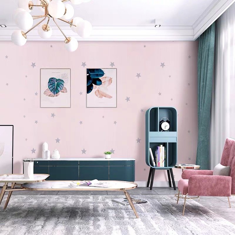 Popular New Modern Design Wall Paper Star PVC Wallpaper for Children Room Decorative