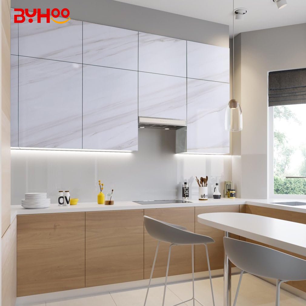Thicken White Marble Texture Self Adhesive Wallpaper Roll Waterproof, Oilproof Furniture Sticker DIY Wall Sticker
