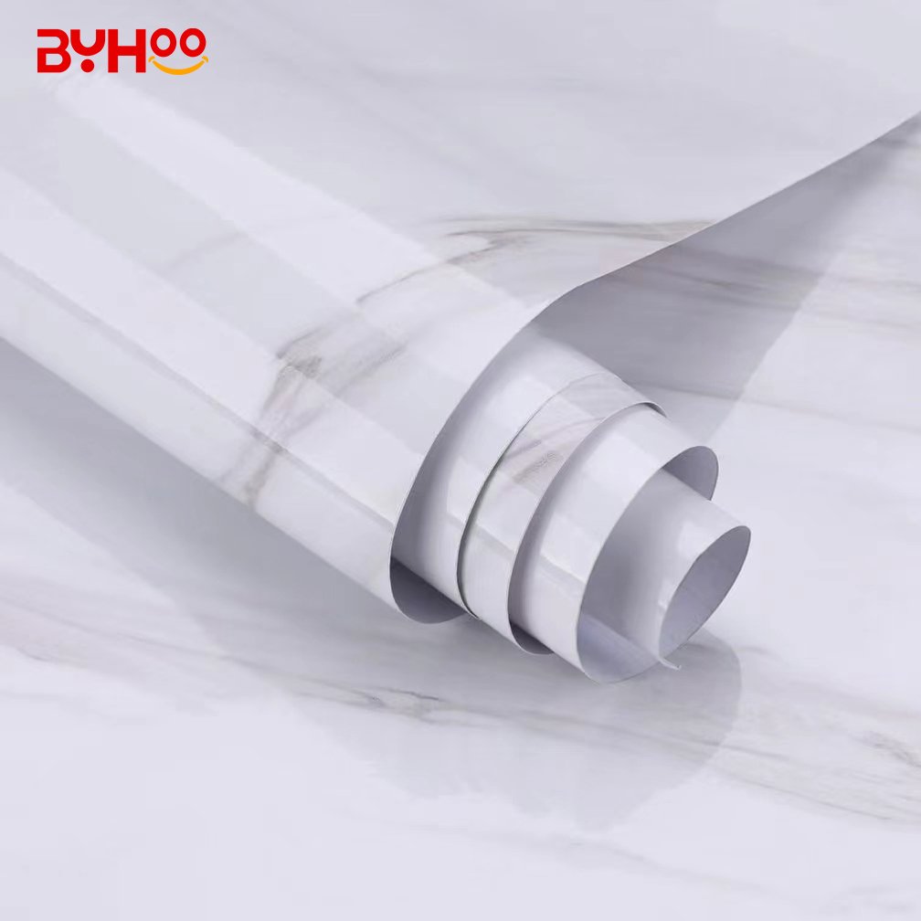 Thicken White Marble Texture Self Adhesive Wallpaper Roll Waterproof, Oilproof Furniture Sticker DIY Wall Sticker