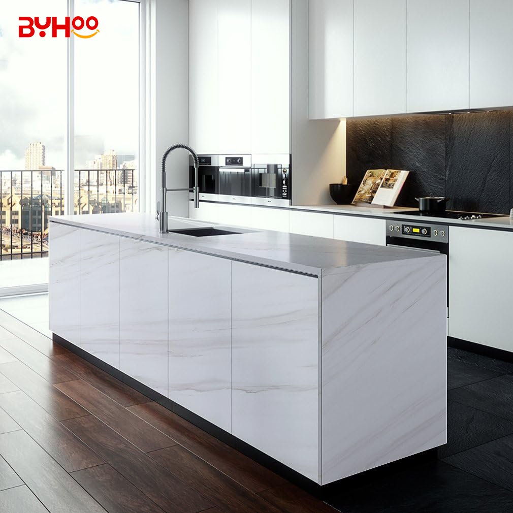 Thicken White Marble Texture Self Adhesive Wallpaper Roll Waterproof, Oilproof Furniture Sticker DIY Wall Sticker