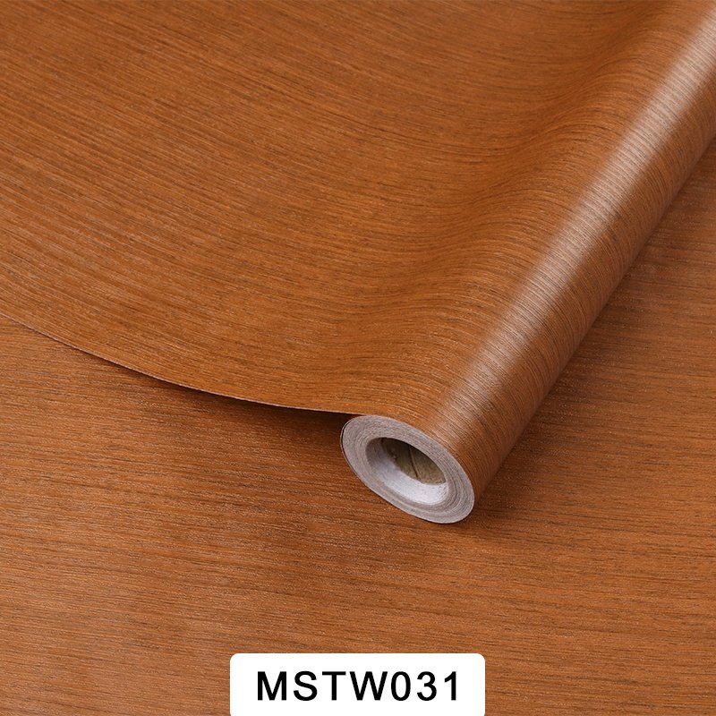 European style wood grain self-adhesive PVC waterproof wallpaper beautiful bedroom decoration