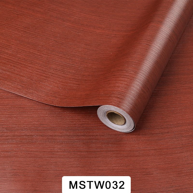 European style wood grain self-adhesive PVC waterproof wallpaper beautiful bedroom decoration