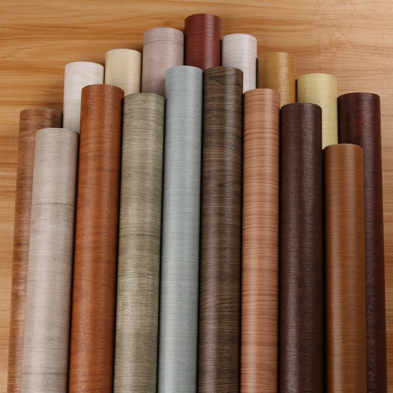European style wood grain self-adhesive PVC waterproof wallpaper beautiful bedroom decoration