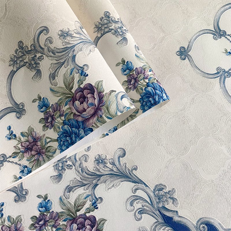 modern luxury 3d embroidered wall cloth wallpaper durable floral design for home bedroom decoration