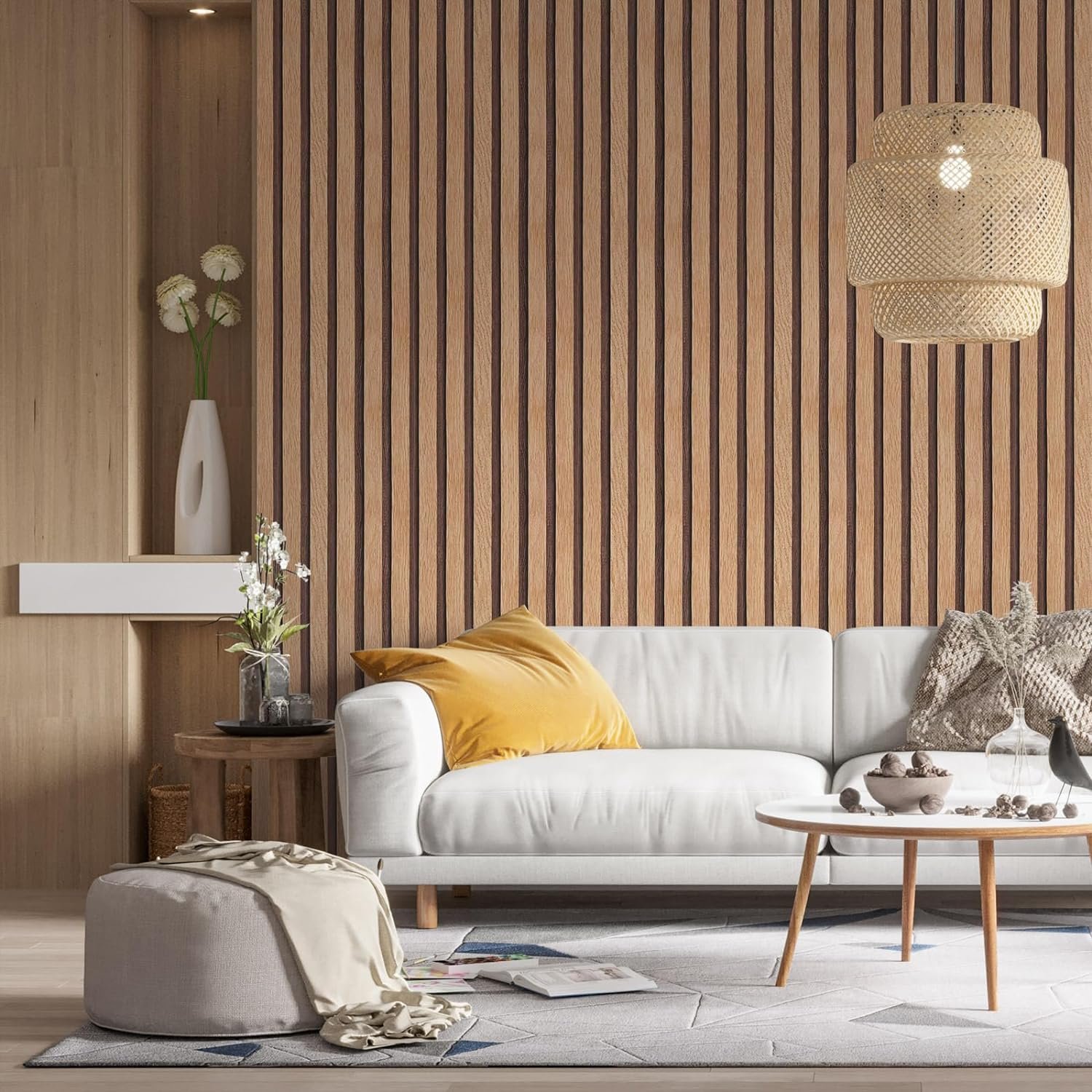 ORON Factory price 3D Peel and Stick Self Adhesive Vinyl wall paper Slat Wood Wallpaper for Wall Bedroom decor